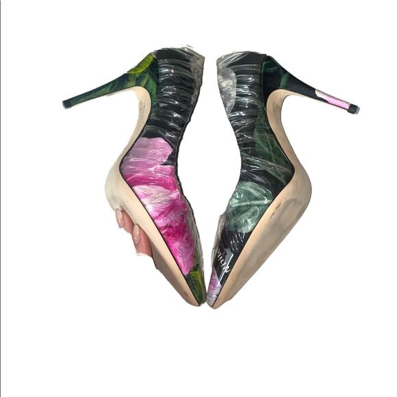 OFF-WHITE C/O JIMMY CHOO Anne 100 PVC-Wrapped Floral-Print Satin Pumps - Picture 7 of 10